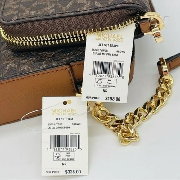 Michael Kors EW Crossbody Bag & Phone Case Wallet Brown - Picture 12 of 12